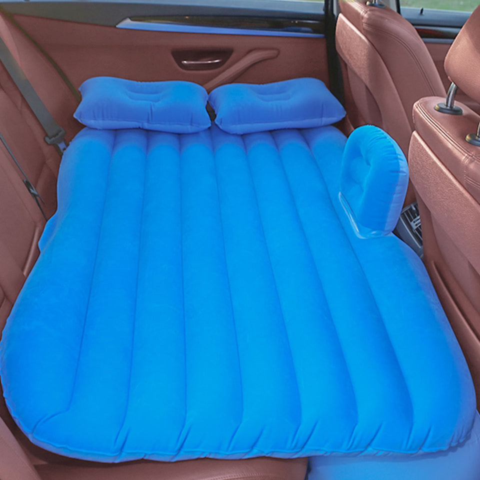 SOGA 2X Blue Stripe Inflatable Car Mattress Portable Camping Rest Air Bed Travel Compact Sleeping Kit Essentials