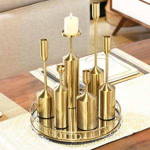 SOGA 6pcs Gold Iron Taper Luxury Candlestick Candle Holder Stand Pillar