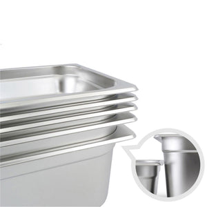 SOGA Gastronorm GN Pan Full Size 1/3 GN Pan 15cm Deep Stainless Steel Tray With Lid