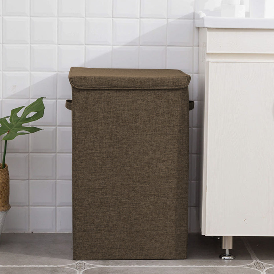 SOGA Coffee Large Collapsible Laundry Hamper Storage Box Foldable Canvas Basket Home Organiser Decor