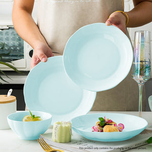 SOGA Light Blue Japanese Style Ceramic Dinnerware Crockery Soup Bowl Plate Server Kitchen Home Decor Set of 10
