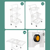SOGA 2X 3 Tier Steel White Adjustable Kitchen Cart Multi-Functional Shelves Storage Organizer with Wheels