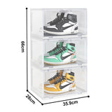 SOGA  2X 3 Tier Transparent Portable Shoe Organiser Sneaker Footwear Folding Plastic Bin Stackable Storage Box with Magnetic Door