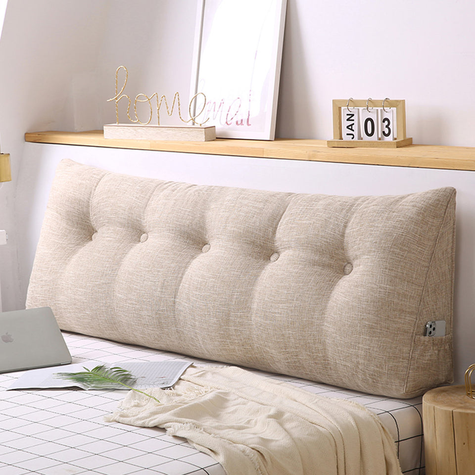 SOGA 4X 120cm Beige Triangular Wedge Bed Pillow Headboard Backrest Bedside Tatami Cushion Home Decor