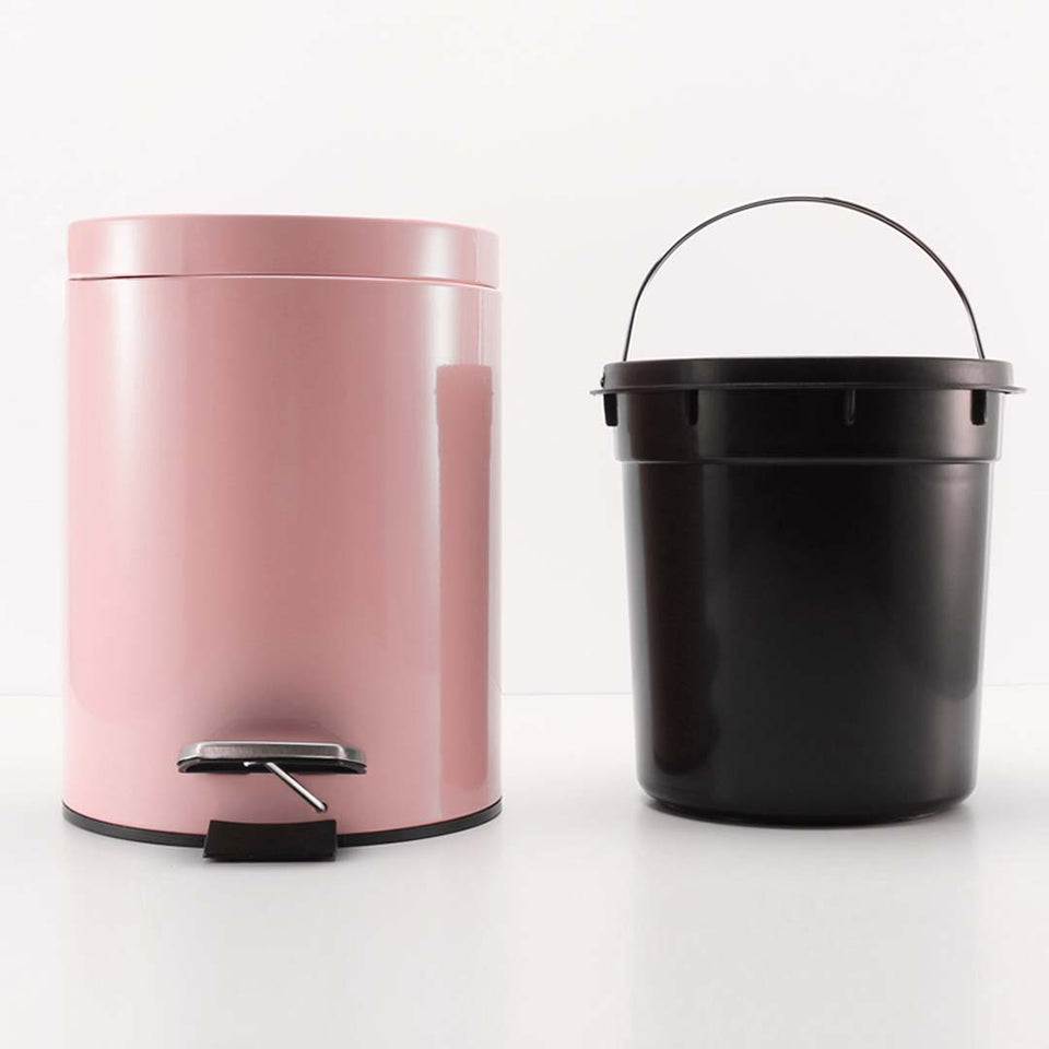 SOGA Foot Pedal Stainless Steel Rubbish Recycling Garbage Waste Trash Bin Round 7L Pink