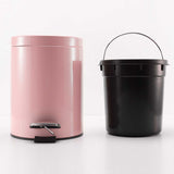 SOGA 2X Foot Pedal Stainless Steel Rubbish Recycling Garbage Waste Trash Bin Round 7L Pink