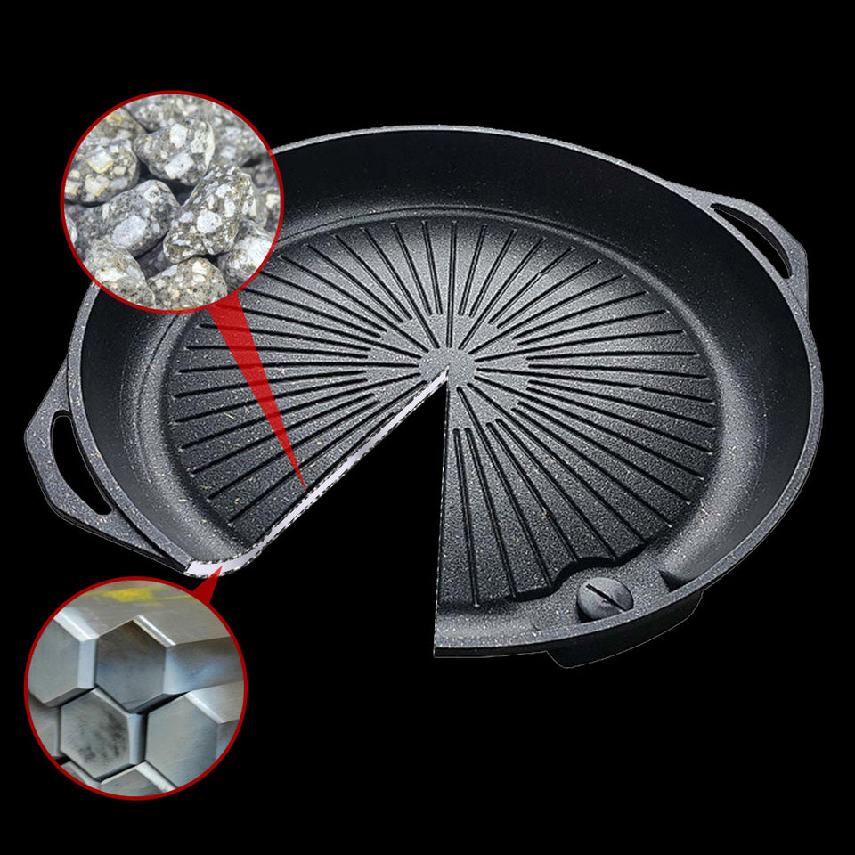 SOGA Non Stick Stone Coated Korean BBQ Grill Plate Round