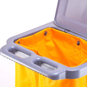 SOGA 2X 3 Tier Multifunction Janitor Cleaning Waste Cart Trolley and Waterproof Bag with Lid