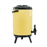SOGA 8X 12L Stainless Steel Insulated Milk Tea Barrel Hot and Cold Beverage Dispenser Container with Faucet Yellow