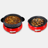 2 in 1 Electric Steamboat Hotpot Teppanyaki Asian Hot Pot Soup Maker Fondue