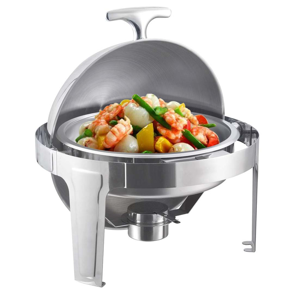 SOGA 2X 6L Stainless Steel Chafing Food Warmer Catering Dish Round Roll Top