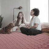 SOGA 2X Pink Textured Knitted Throw Blanket Warm Cozy Woven Cover Couch Bed Sofa Home Decor with Tassels