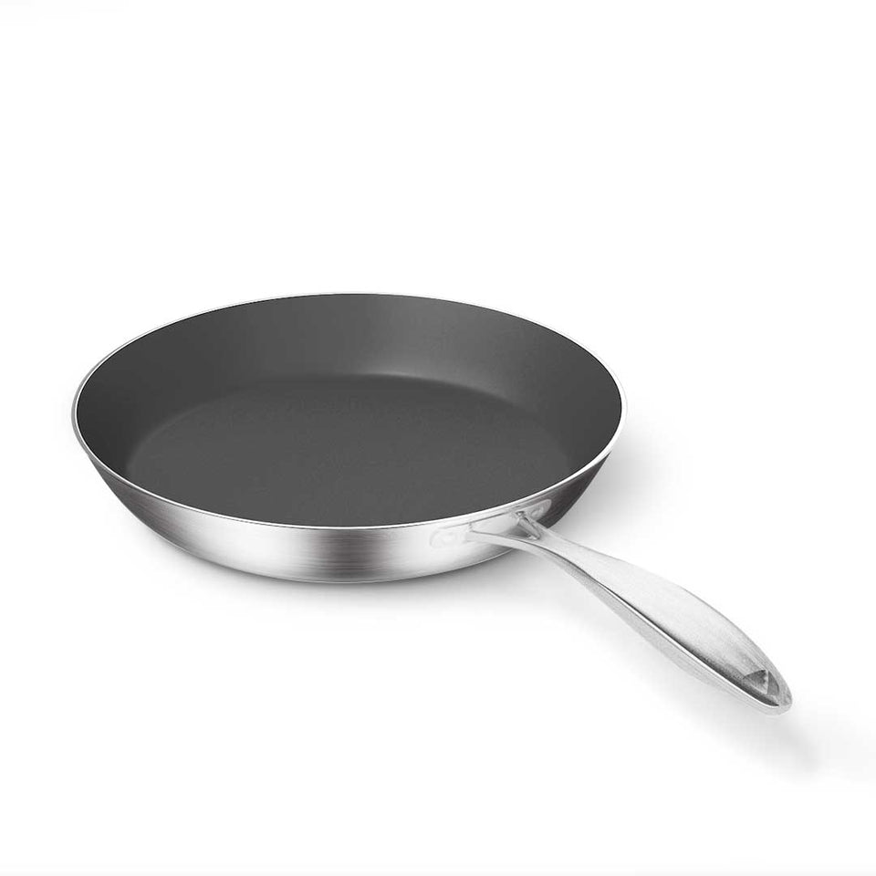 SOGA Stainless Steel Fry Pan 22cm Frying Pan Induction FryPan Non Stick Interior