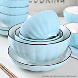 SOGA Blue Japanese Style Ceramic Dinnerware Crockery Soup Bowl Plate Server Kitchen Home Decor Set of 7