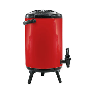 SOGA 10L Stainless Steel Insulated Milk Tea Barrel Hot and Cold Beverage Dispenser Container with Faucet Red
