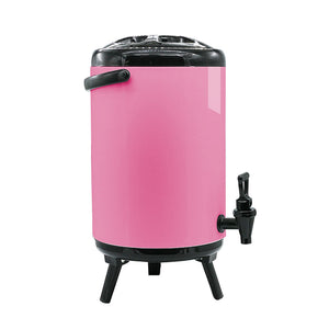 SOGA 2X 14L Stainless Steel Insulated Milk Tea Barrel Hot and Cold Beverage Dispenser Container with Faucet Pink