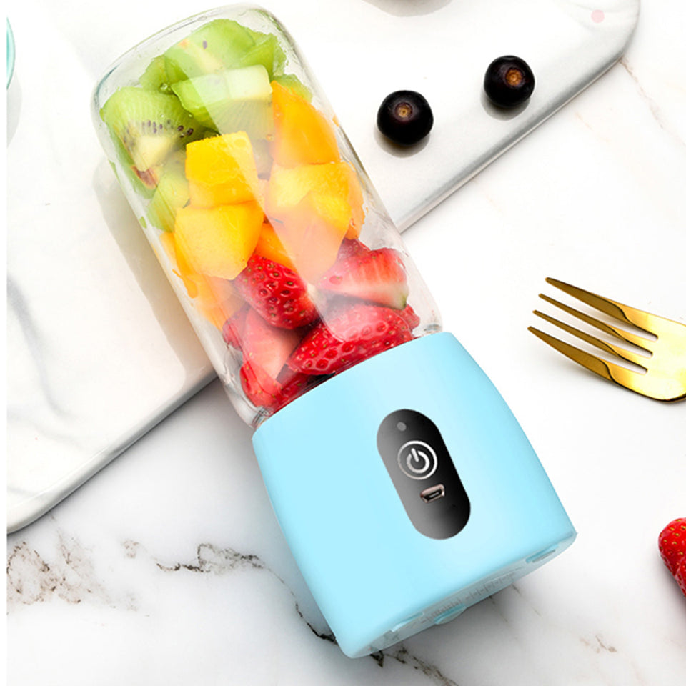 SOGA 2X Portable Mini USB Rechargeable Handheld Juice Extractor Fruit Mixer Juicer Blue