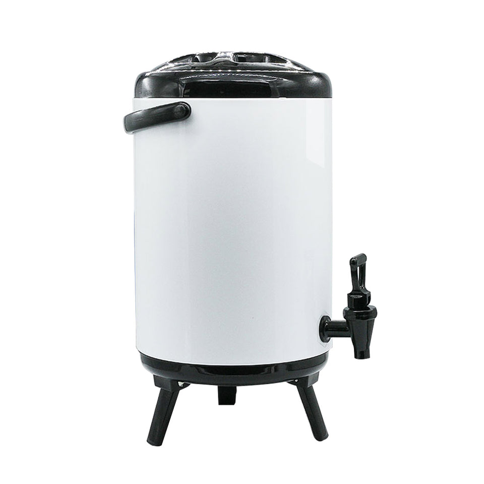 SOGA 4X 14L Stainless Steel Insulated Milk Tea Barrel Hot and Cold Beverage Dispenser Container with Faucet White