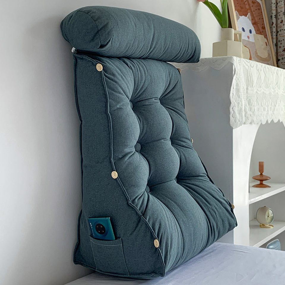 SOGA 2X 60cm Grey Triangular Wedge Lumbar Pillow Headboard Backrest Sofa Bed Cushion Home Decor