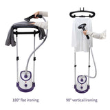 SOGA Garment Steamer Vertical Twin Pole Clothes 1700ml 1800w Steaming Kit Purple