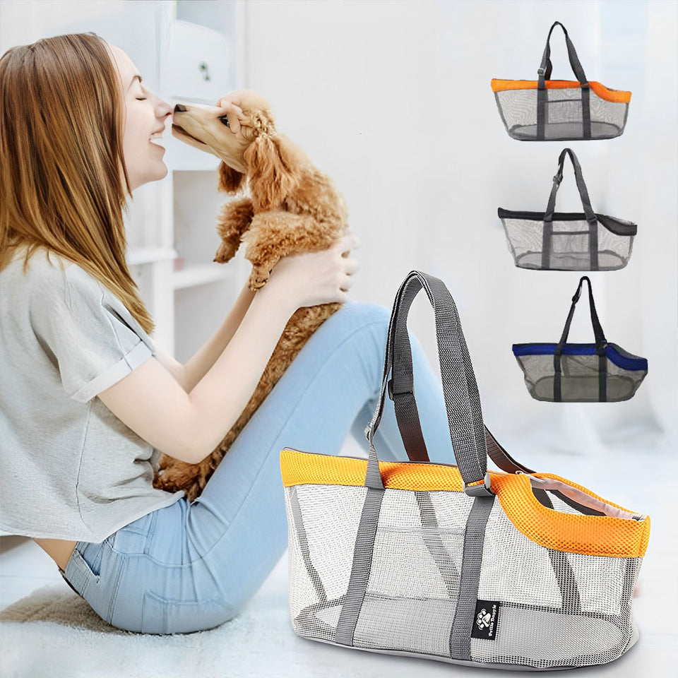 SOGA 2X Black Pet Carrier Bag Breathable Net Mesh Tote Pouch Dog Cat Travel Essentials