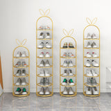 SOGA 7 Tier Bunny Ears Gold Plated Metal Shoe Organizer Space Saving Portable Footwear Storage Shelf