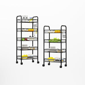 SOGA 5 Tier Steel Black Bee Mesh Kitchen Cart Multi-Functional Shelves Storage Organizer with Wheels