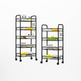 SOGA 5 Tier Steel Black Bee Mesh Kitchen Cart Multi-Functional Shelves Storage Organizer with Wheels