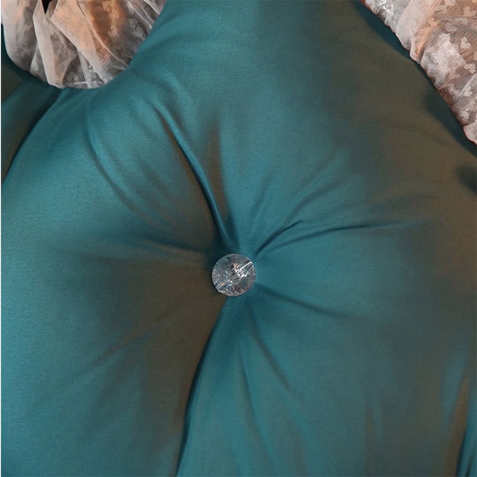 SOGA 4X 120cm Blue-Green Princess Bed Pillow Headboard Backrest Bedside Tatami Sofa Cushion with Ruffle Lace Home Decor