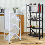 SOGA 4 Tier Steel White Foldable Kitchen Cart Multi-Functional Shelves Storage Organizer with Wheels