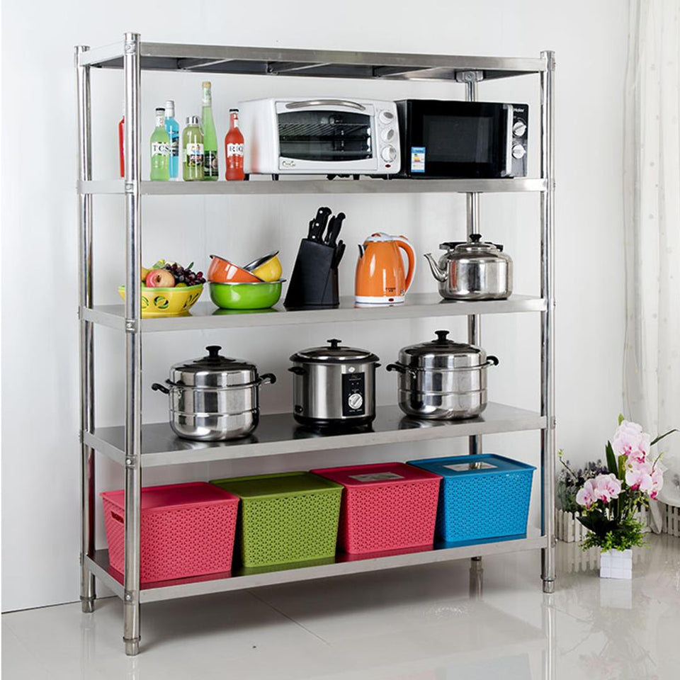 SOGA Stainless Steel 4 Tier Kitchen Shelving Unit Display Shelf Home Office 180CM