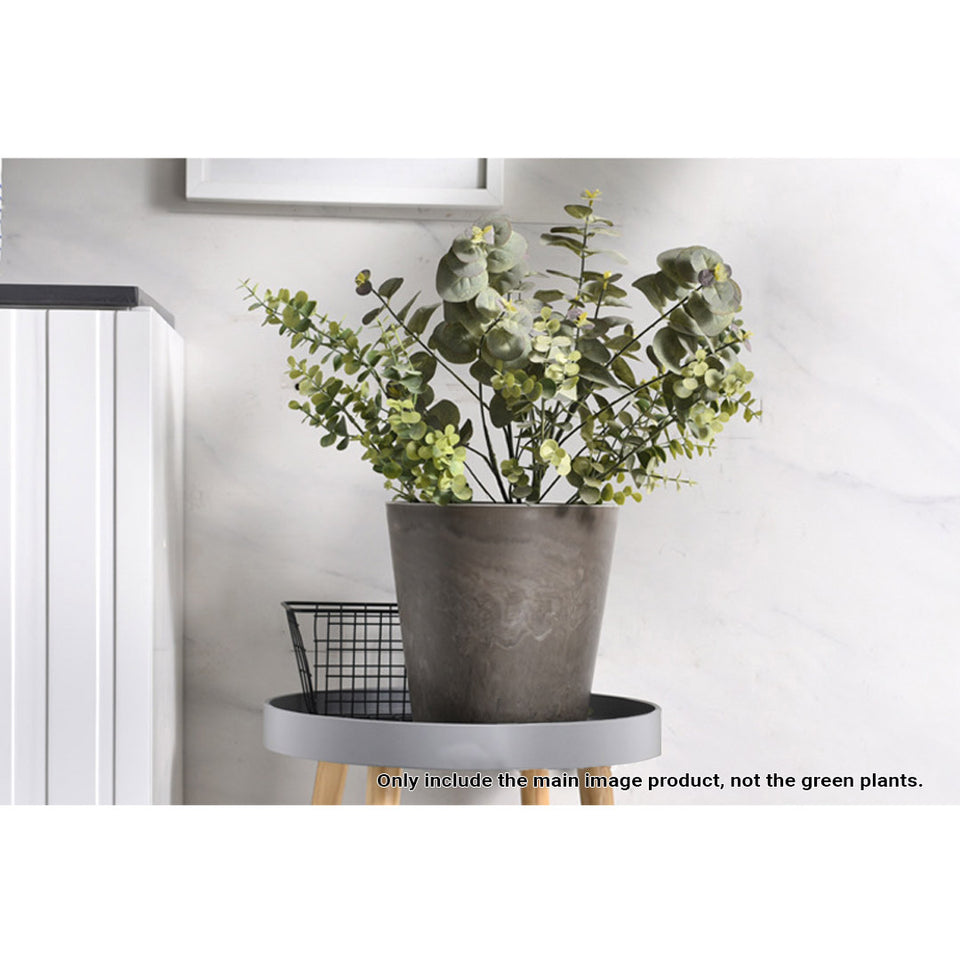 SOGA 2X 37cm Rock Grey Round Resin Tapered Plant Flower Pot in Cement Pattern Planter Cachepot for Indoor Home Office