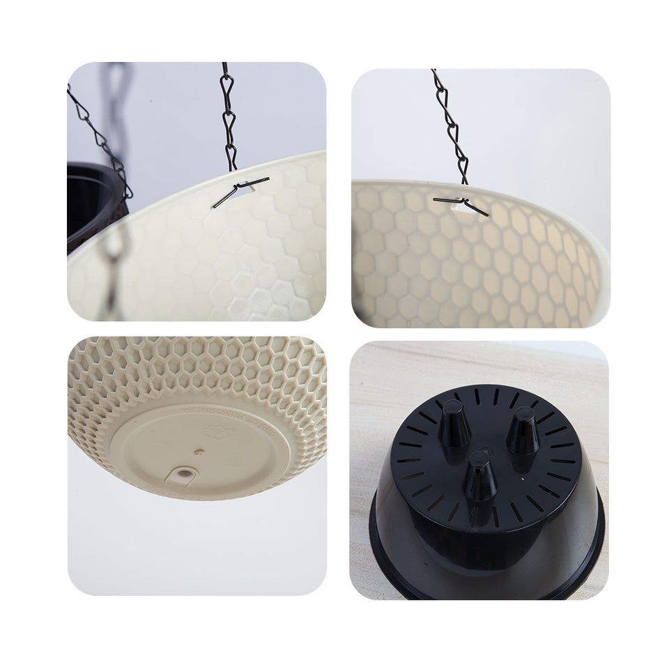 SOGA 2-Pack White Medium Hanging Resin Self-Watering Flower Pot Planter
