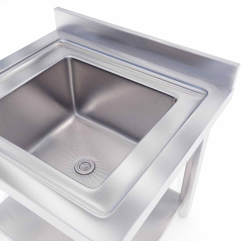 SOGA Commercial Kitchen Sink Work Bench Stainless Steel Food Prep Table 70*70*85cm