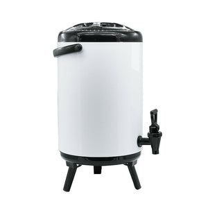 SOGA 8X 10L Stainless Steel Insulated Milk Tea Barrel Hot and Cold Beverage Dispenser Container with Faucet White
