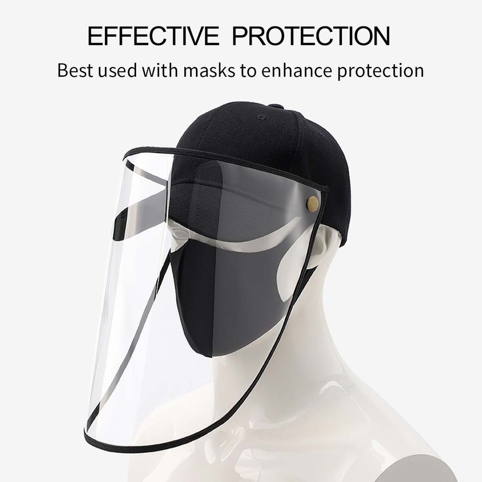 2X Outdoor Protection Hat Anti-Fog Pollution Dust Saliva Protective Cap Full Face Shield Cover Adult Black