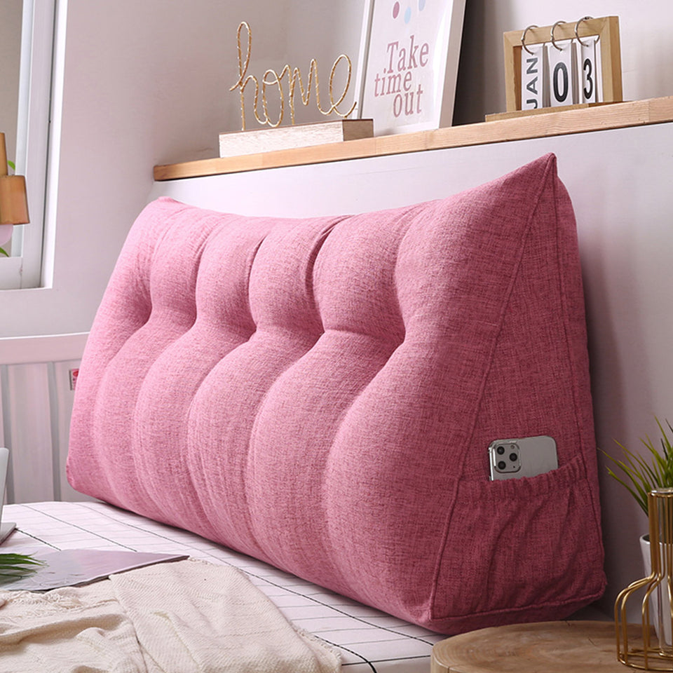 SOGA 2X 120cm Pink Triangular Wedge Bed Pillow Headboard Backrest Bedside Tatami Cushion Home Decor