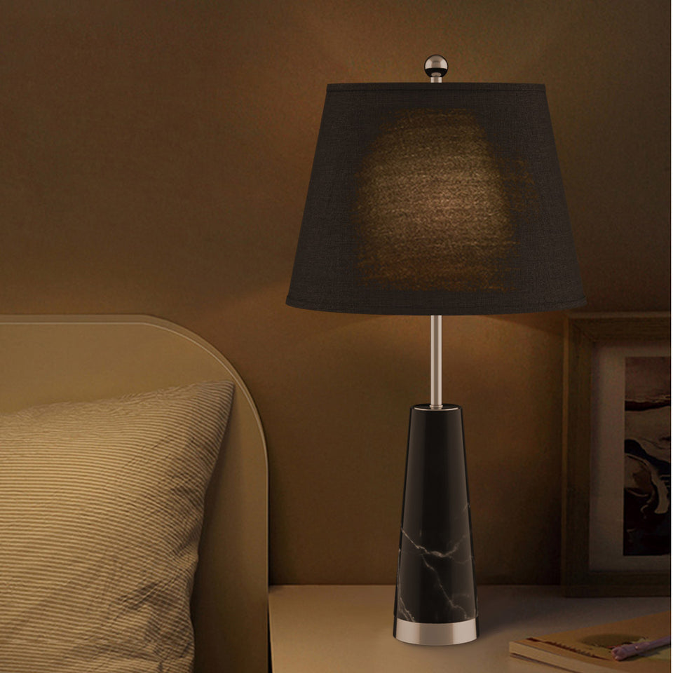 SOGA 68cm Black Marble Bedside Desk Table Lamp Living Room Shade with Cone Shape Base