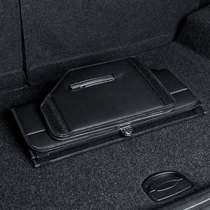 SOGA Leather Car Boot Collapsible Foldable Trunk Cargo Organizer Portable Storage Box With Lock Black Large
