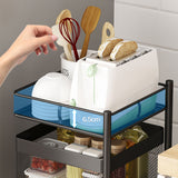 SOGA 5 Tier Steel Square Rotating Kitchen Cart Multi-Functional Shelves Storage Organizer with Wheels