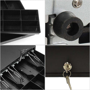 SOGA 2X Black Heavy Duty Cash Drawer Manual 4 Bills 8 Coins Cheque Slot Tray Pos 350