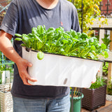SOGA 2-Pack Large White Rectangular Plastic Flowerpot for Outdoor Garden