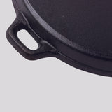 SOGA 35cm Round Ribbed Cast Iron Frying Pan Skillet Steak Sizzle Platter with Handle