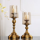 SOGA 33.5cm Gold Nordic Deluxe Candlestick Candle Holder Stand Pillar Glass /Iron
