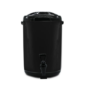 SOGA 2X 10L Stainless Steel Insulated Milk Tea Barrel Hot and Cold Beverage Dispenser Container with Faucet Black
