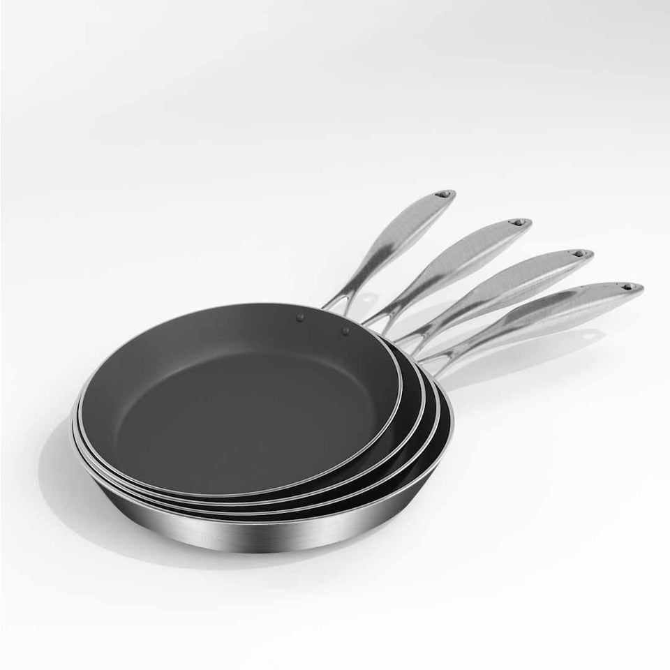 SOGA Stainless Steel Fry Pan 24cm Frying Pan Induction FryPan Non Stick Interior