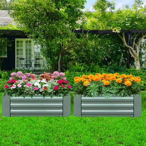 SOGA 2X 120x60cm Rectangle Galvanised Raised Garden Bed Vegetable Herb Flower Outdoor Planter Box