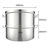 SOGA Commercial 304 Stainless Steel Steamer With 2 Tiers Top Food Grade 40*26cm