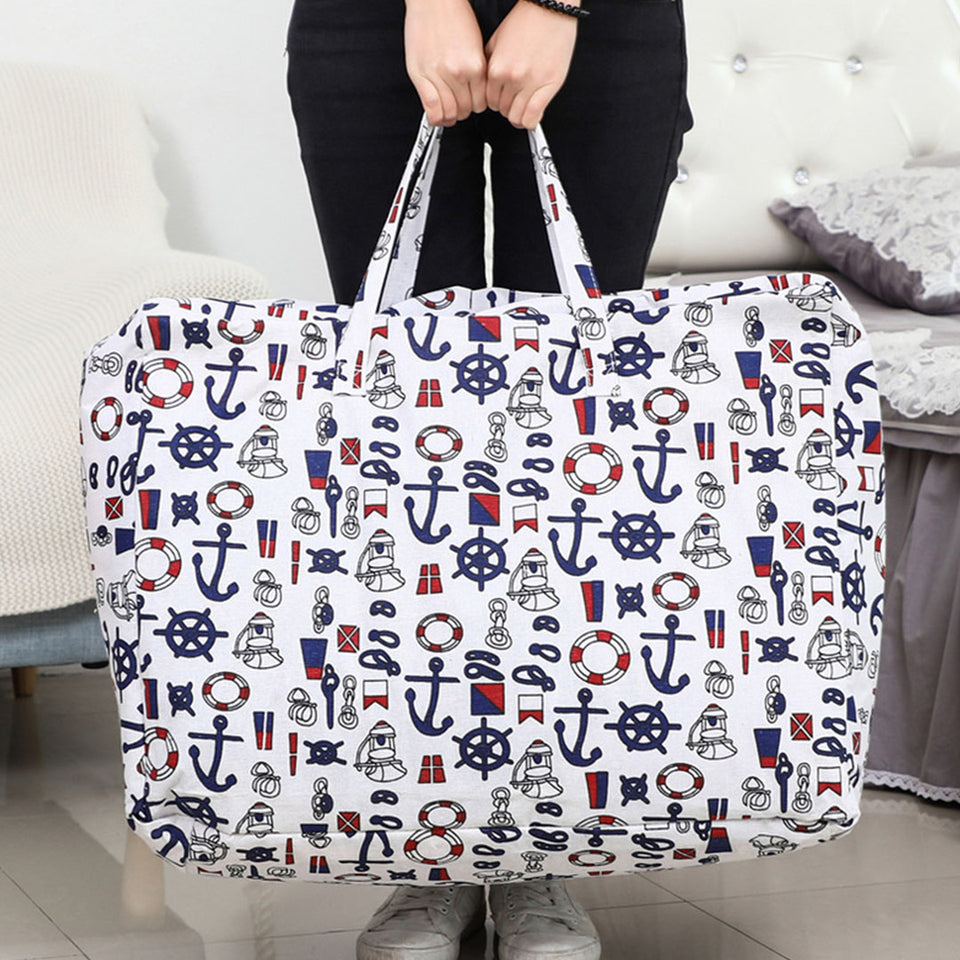 SOGA 2X Nautical Icons Medium Storage Luggage Bag Double Zipper Foldable Travel Organiser Essentials