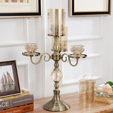 SOGA 58cm 4-Slots Glass Candlestick Candle Holder Stand Pillar Glass/Iron Metal